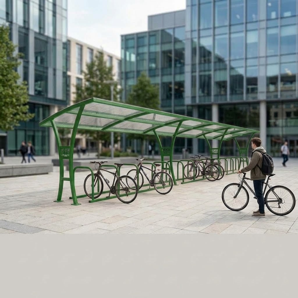 30 Cycle Bike Shelter – Heavy-Duty Galvanised Steel Frame with Polycarbonate Roof