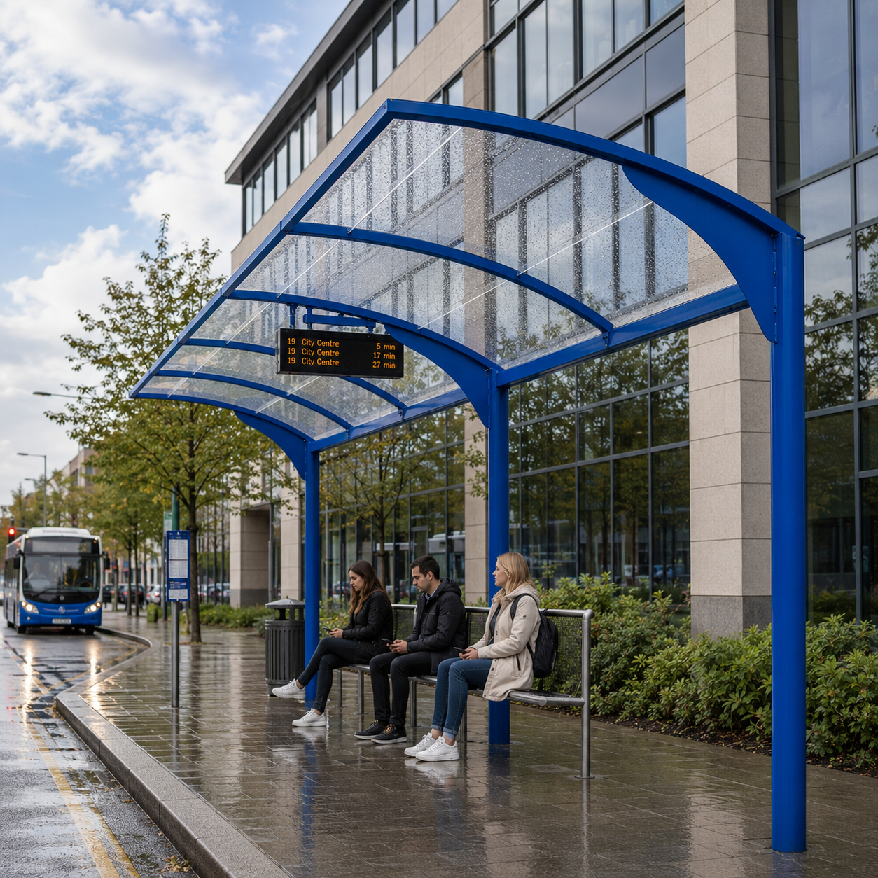 Cantilever Curved Roof Canopy – Outdoor Covered Walkway & Entrance Shelter