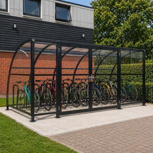 Commercial 10 Bike Storage Shelter – Outdoor Steel Cycle Parking Canopy with Anti-Theft Design & All-Weather Protection