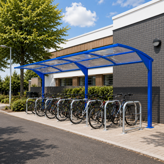 Commercial 14 Bicycle Parking Shelter – Steel Cantilever Outdoor Cycle Canopy