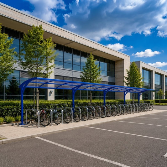 Commercial 24 Bicycle Parking Shelter – Steel Cantilever Outdoor Cycle Canopy