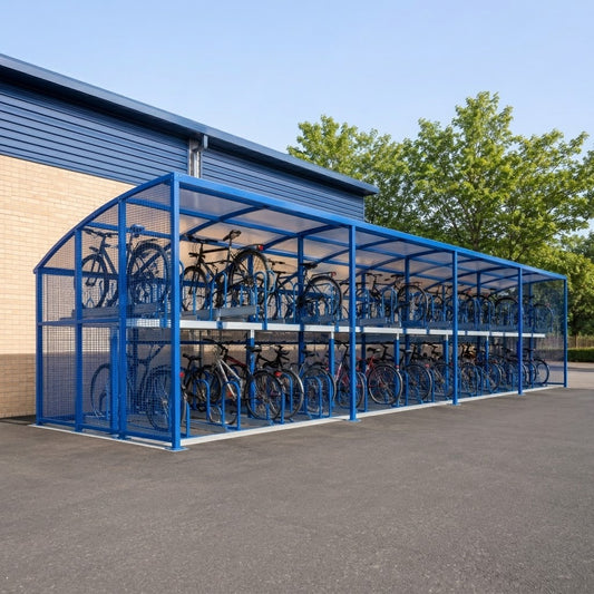 Commercial Double Level Bicycle Shelter – 80 Bike Storage Capacity