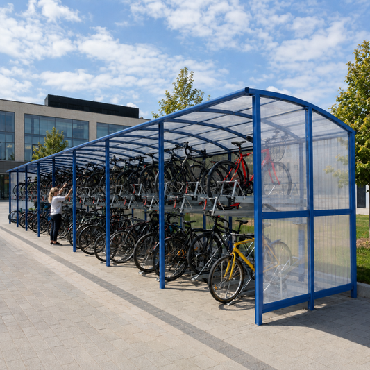 Commercial Two Level Cycle Storage Shelter – 60 Bike Capacity