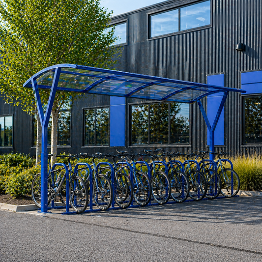 Compact 10 Cycle Parking Shelter – Outdoor Steel Bike Rack Cover with Weatherproof Roof