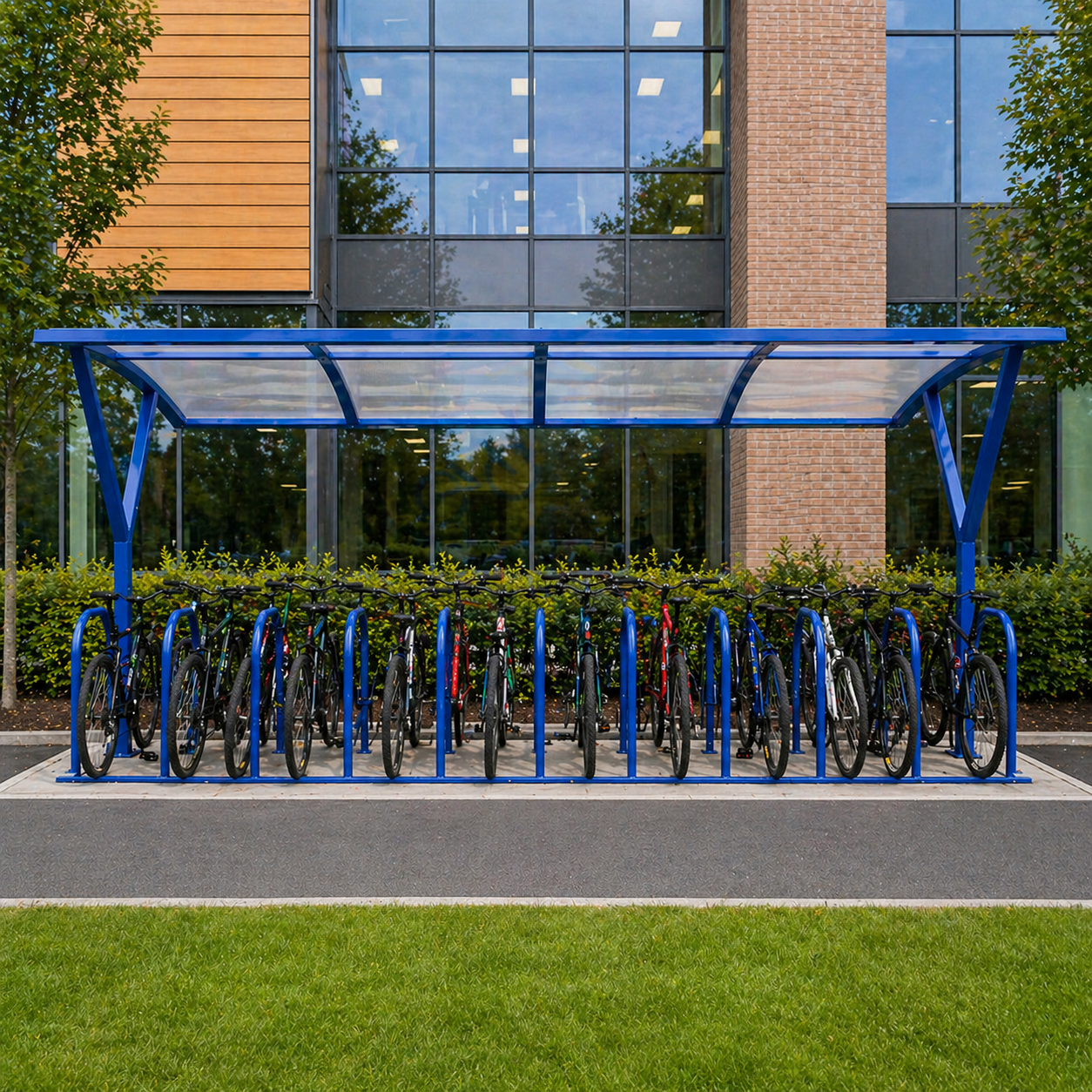 Compact 10 Cycle Parking Shelter – Outdoor Steel Bike Rack Cover with Weatherproof Roof
