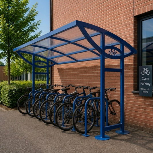 Compact 10 Cycle Shelter – Single-Sided Outdoor Steel Bike Storage Unit