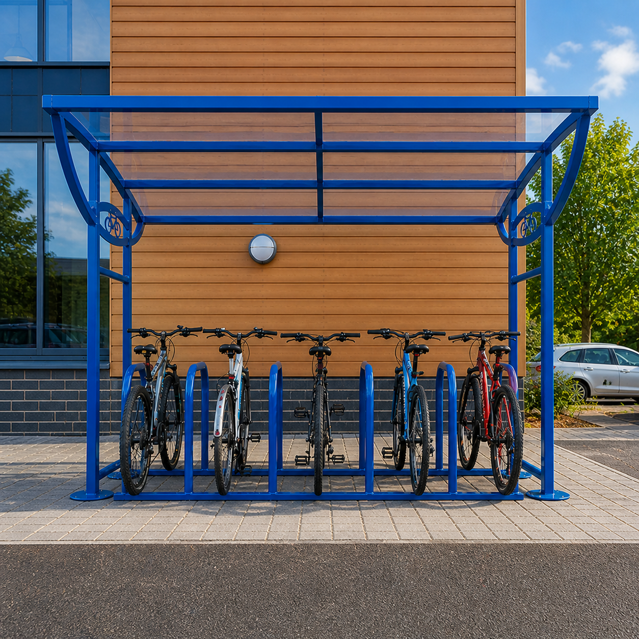 Compact 10 Cycle Shelter – Single-Sided Outdoor Steel Bike Storage Unit