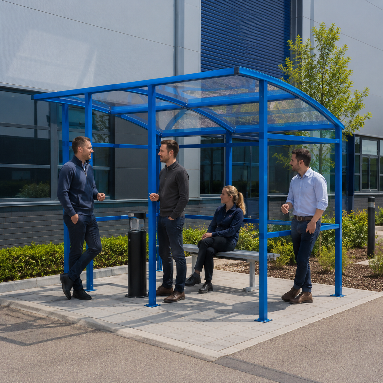 Curved Roof Outdoor Smoking Shelter – Weatherproof Commercial Smoking Canopy