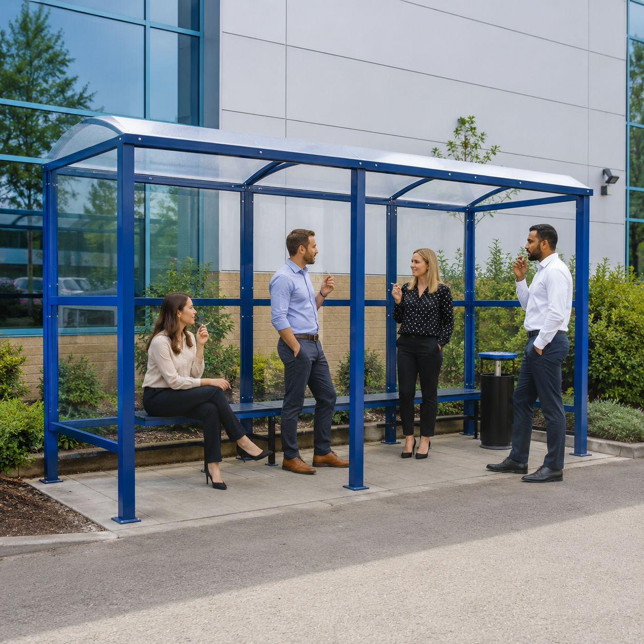 Deluxe Outdoor Smoking Shelter – Premium Steel Smoking Canopy with Optional Seating & Cigarette Bin