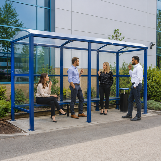 Deluxe Outdoor Smoking Shelter – Premium Steel Smoking Canopy with Optional Seating & Cigarette Bin