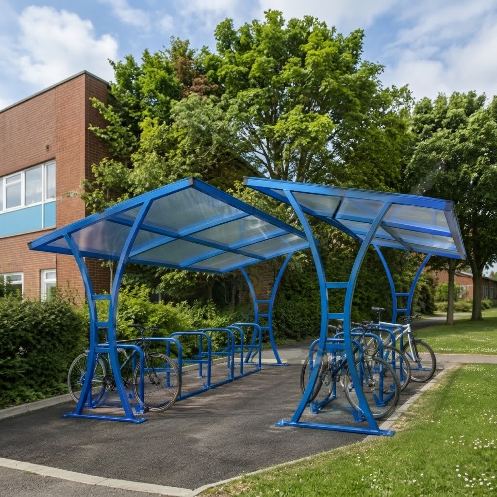 Double-Sided 28 Bike Parking Shelter – Galvanised Outdoor Cycle Storage Unit