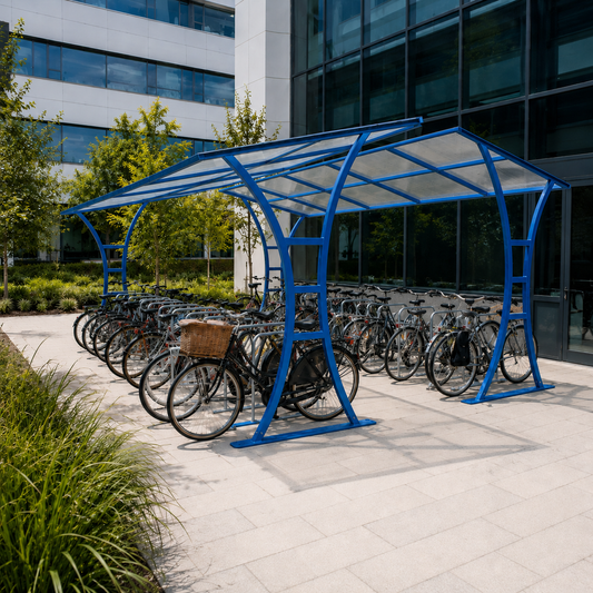 Double-Sided 40 Bike Parking Shelter – Galvanised Outdoor Cycle Storage Unit