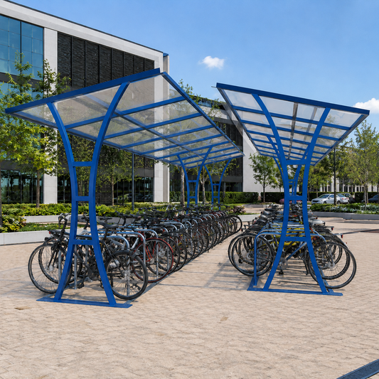 Double-Sided 48 Bike Parking Shelter – Galvanised Outdoor Cycle Storage Unit