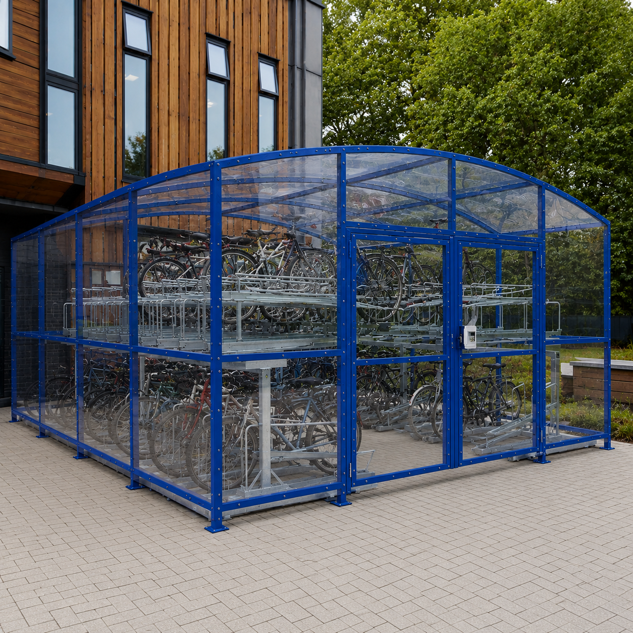 Extra Large 180 Bicycle Parking Shelter – Secure Double Deck Cycle Storage Compound