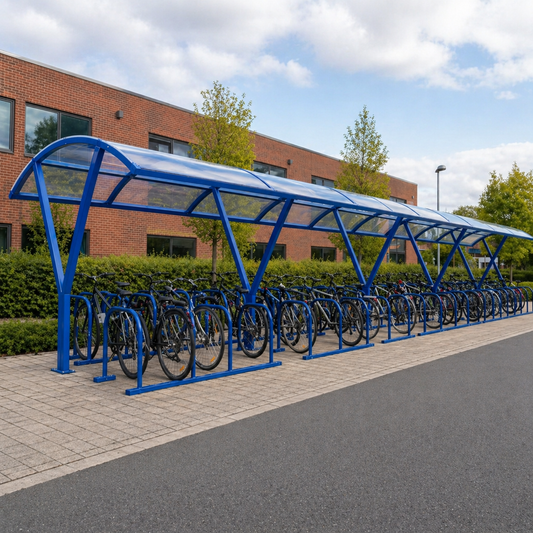 Extra Large 40 Bike Shelter – Double Row Steel Cycle Parking Canopy