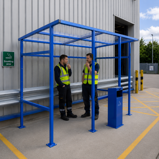 Flat Roof Outdoor Smoking Shelter – 3m, 4m, 6m & 8m Options with Ground Fixings