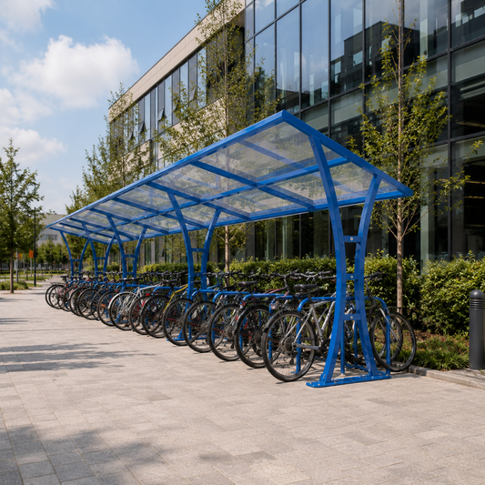 Galvanised 24 Bike Parking Shelter – Single-Sided Outdoor Cycle Storage Unit