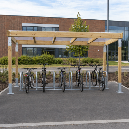 Heavy-Duty 10 Bike Covered Cycle Parking Shelter with Galvanised Rack System – Outdoor Bicycle Storage for Schools, Offices & Public Spaces