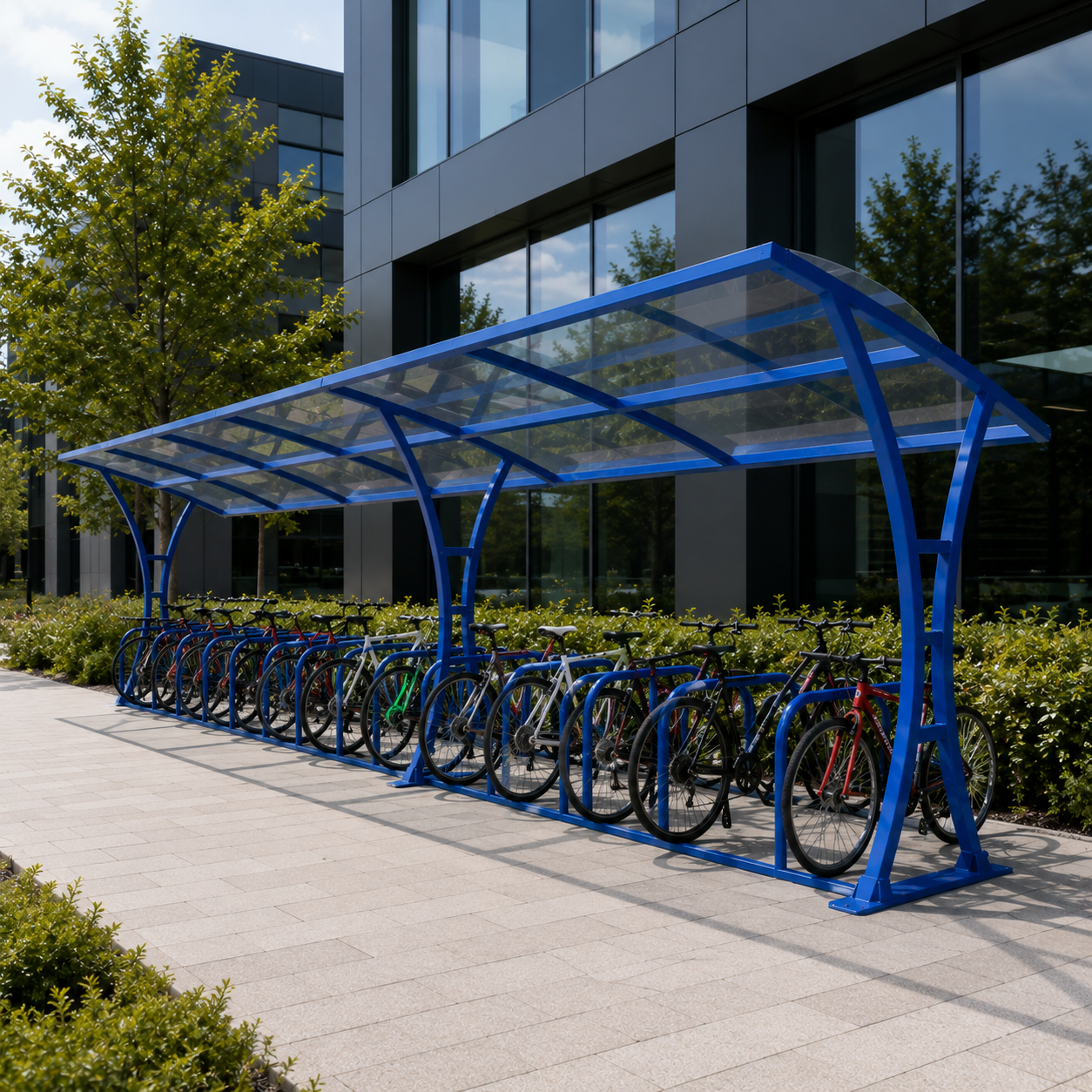 Heavy-Duty 20 Bike Cycle Parking Shelter – Single-Sided Galvanised Outdoor Bicycle Storage Shelter