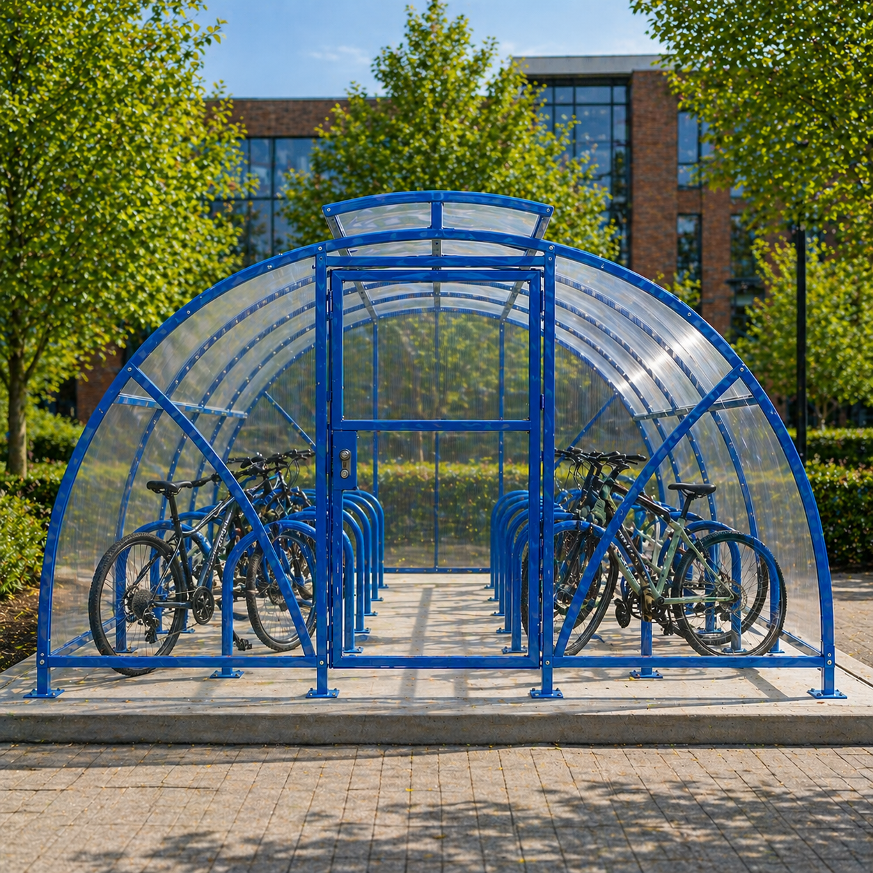 Heavy-Duty 28-Bike Lockable Cycle Compound Shelter with Vented Roof