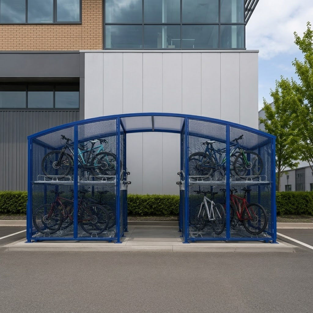 Heavy-Duty 80 Space Double Deck Cycle Parking Shelter for Outdoor Bike Storage