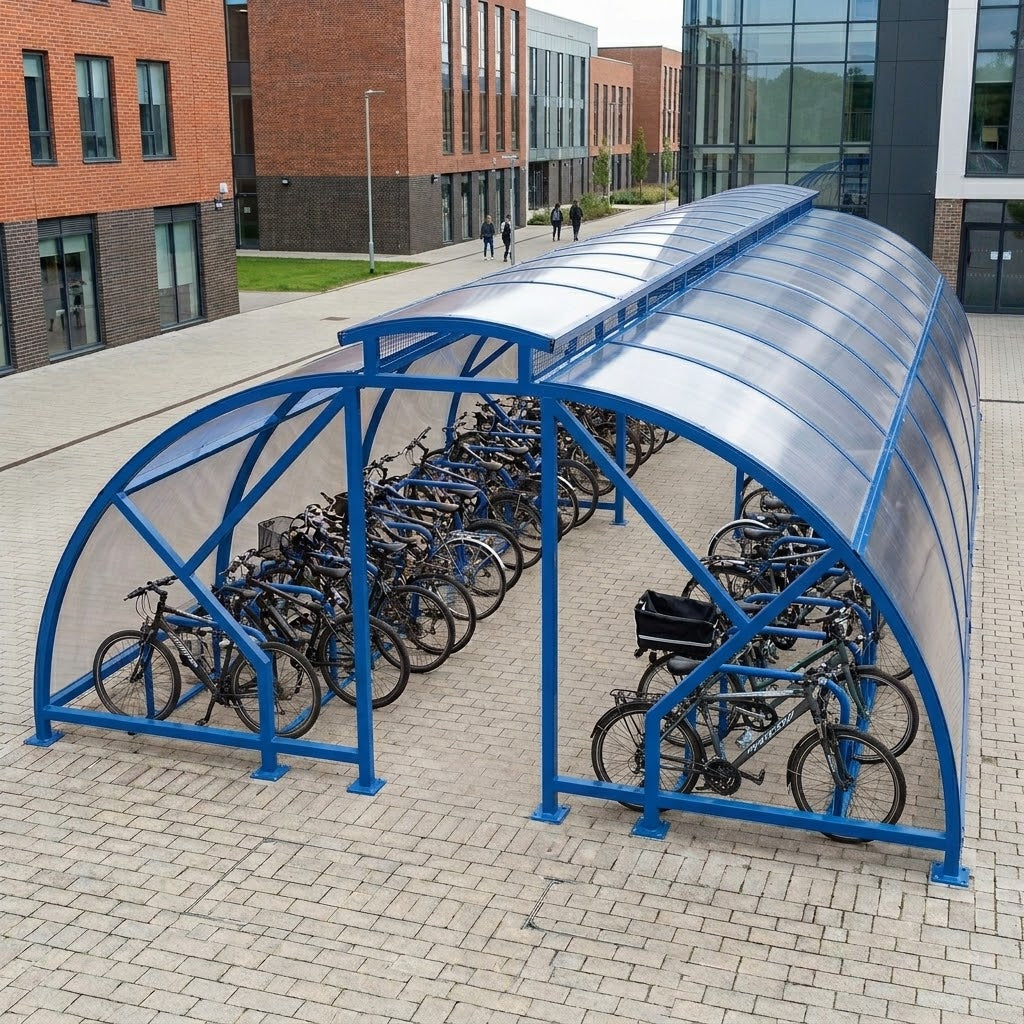 Heavy Duty 100 Bike Vented Cycle Compound – Covered Commercial Bicycle Parking Shelter