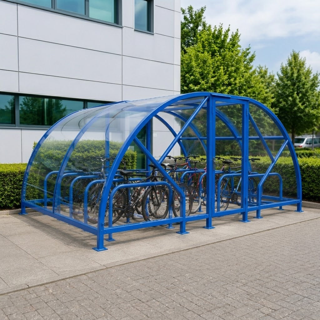Heavy Duty 100 Cycle Bike Shelter – Large Secure Covered Bicycle Storage Shelter for Commercial & Public Areas