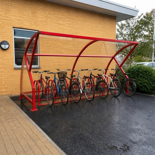 Heavy Duty 10 Bike Cycle Shelter – Outdoor Steel Bicycle Storage Rack with Weather Protection