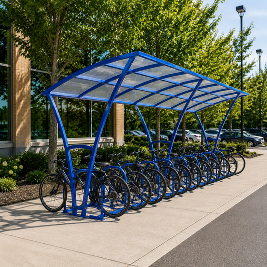 Heavy Duty 10 Cycle Bike Shelter – Steel Covered Bicycle Storage Shelter for Schools & Commercial Areas