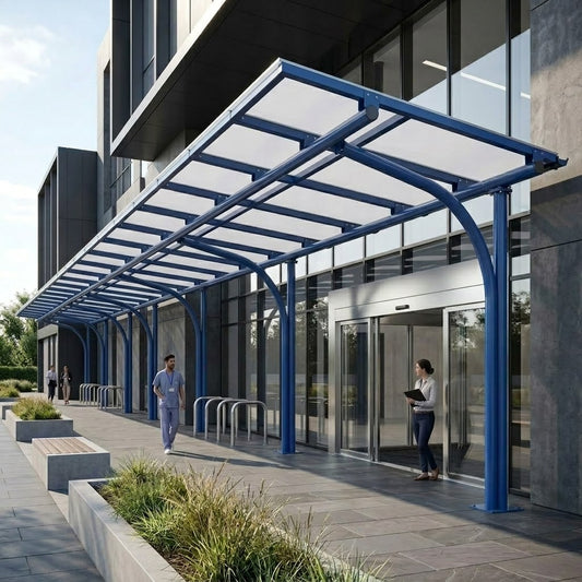 Heavy Duty 114 Series Cantilever Entrance Shelter with Polycarbonate Roof Panels