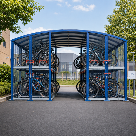 Heavy Duty 120 Bike Double Tier Cycle Parking Shelter