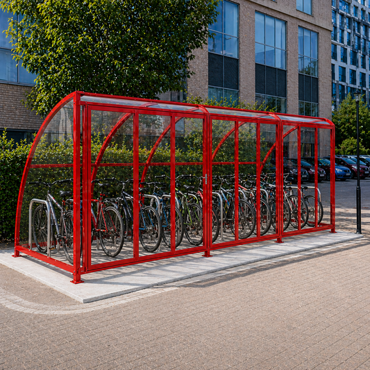 Heavy Duty 14 Bike Lockable Storage Shelter – Secure Outdoor Cycle Compound with Steel Frame & Clear Panels