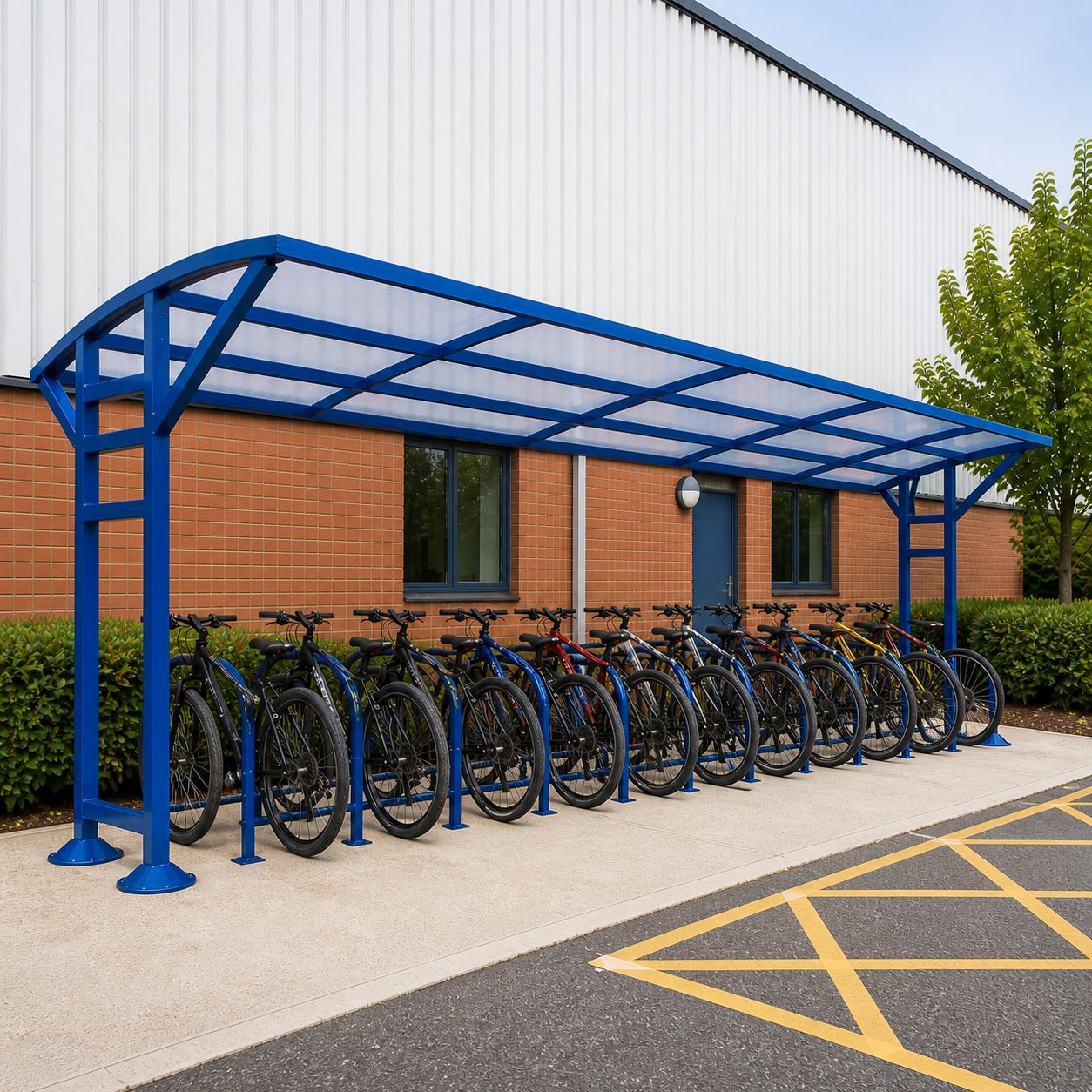 Heavy Duty 14 Space Cycle Parking Shelter – Outdoor Steel Bike Storage Canopy System