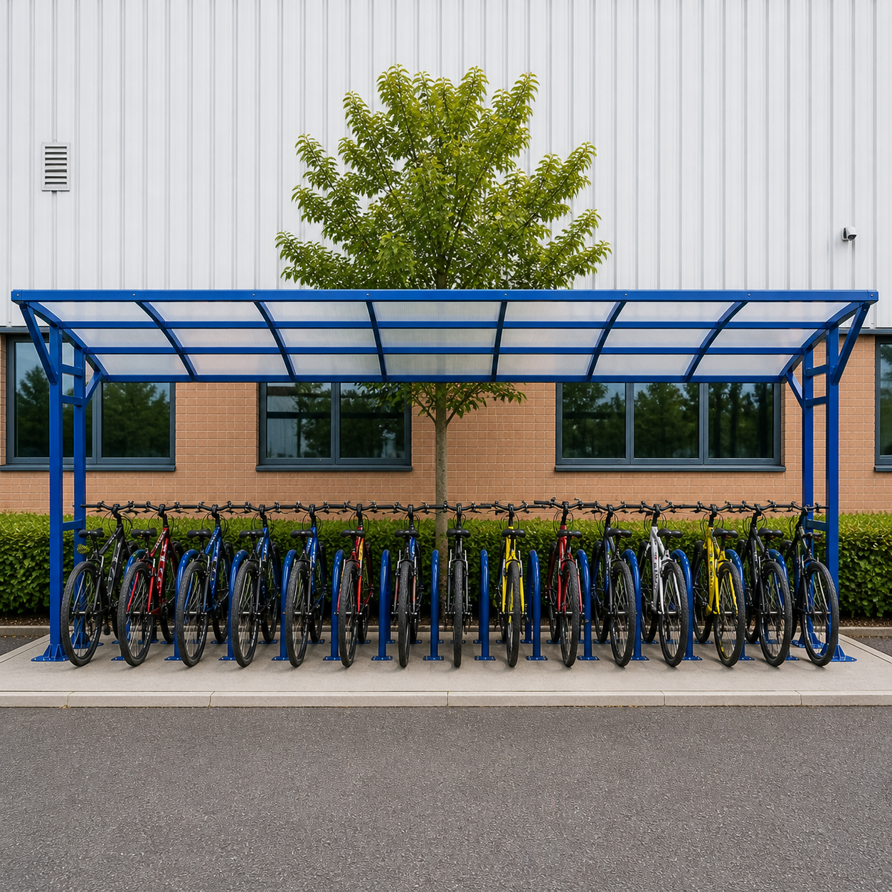 Heavy Duty 14 Space Cycle Parking Shelter – Outdoor Steel Bike Storage Canopy System