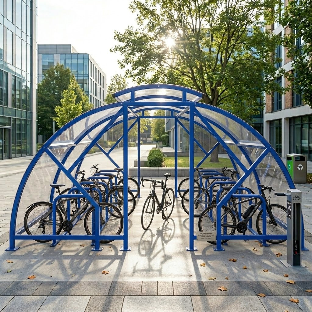 Heavy Duty 20 Bike Vented Cycle Compound – Covered Commercial Bicycle Shelter