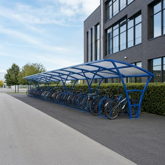 Heavy Duty 20 Cycle Bike Shelter – Steel Covered Bicycle Storage Shelter for Schools & Commercial Areas