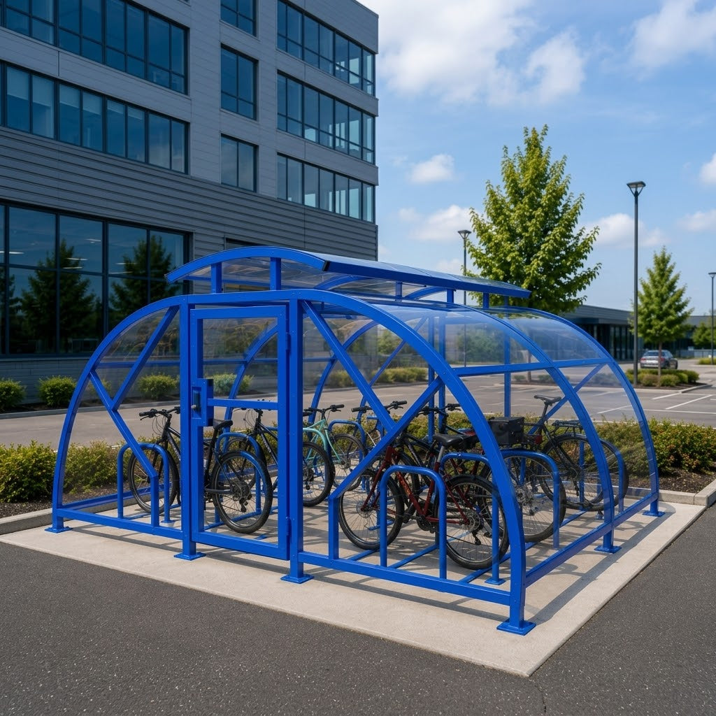 Heavy Duty 20 Cycle Bike Shelter with Vented Roof – Secure Covered Bicycle Storage Shelter for Schools & Commercial Areas
