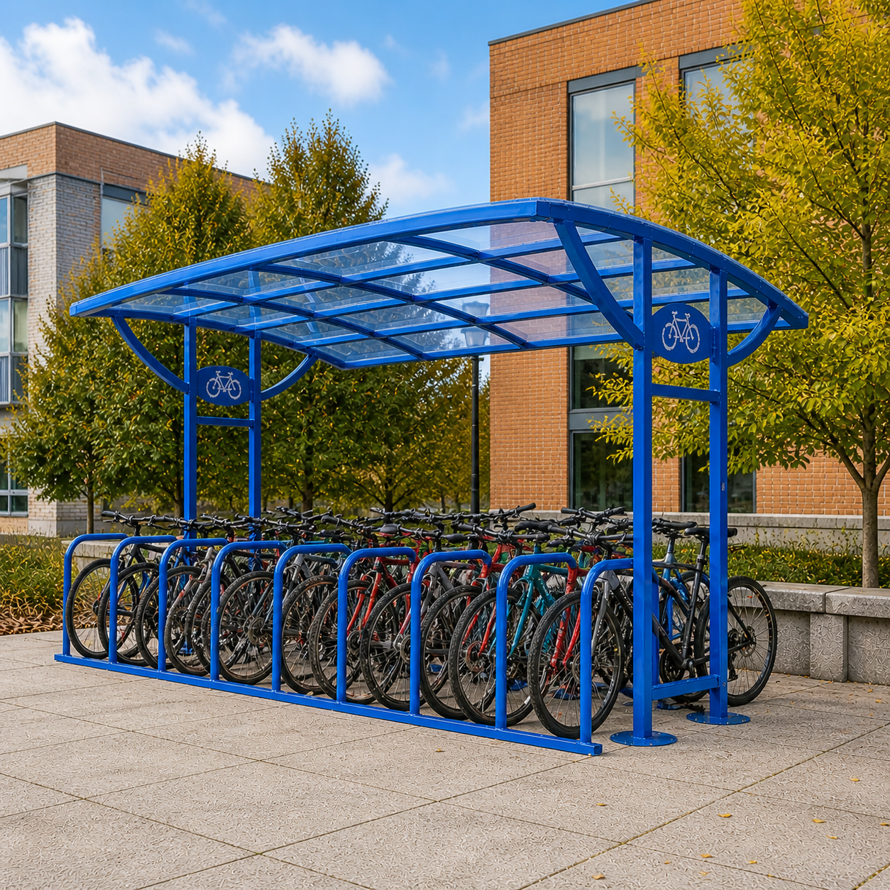 Heavy Duty 20 Space Double Sided Cycle Shelter – Galvanised Steel Bike Storage with Roof Cover