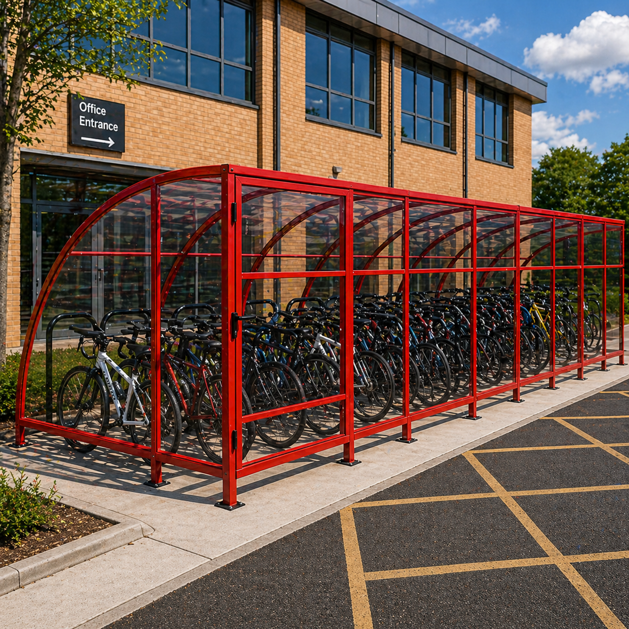 Heavy Duty 24 Bike Storage Shelter – Secure Outdoor Cycle Parking Unit with Steel Frame & Clear Roof Panels