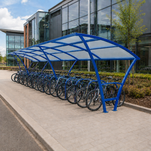 Heavy Duty 24 Cycle Bike Shelter – Steel Covered Bicycle Storage Shelter for Schools & Commercial Areas
