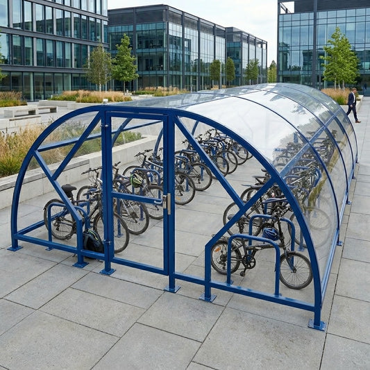 Heavy Duty 28 Cycle Bike Shelter – Secure Covered Bicycle Storage Shelter for Schools, Commercial & Public Areas