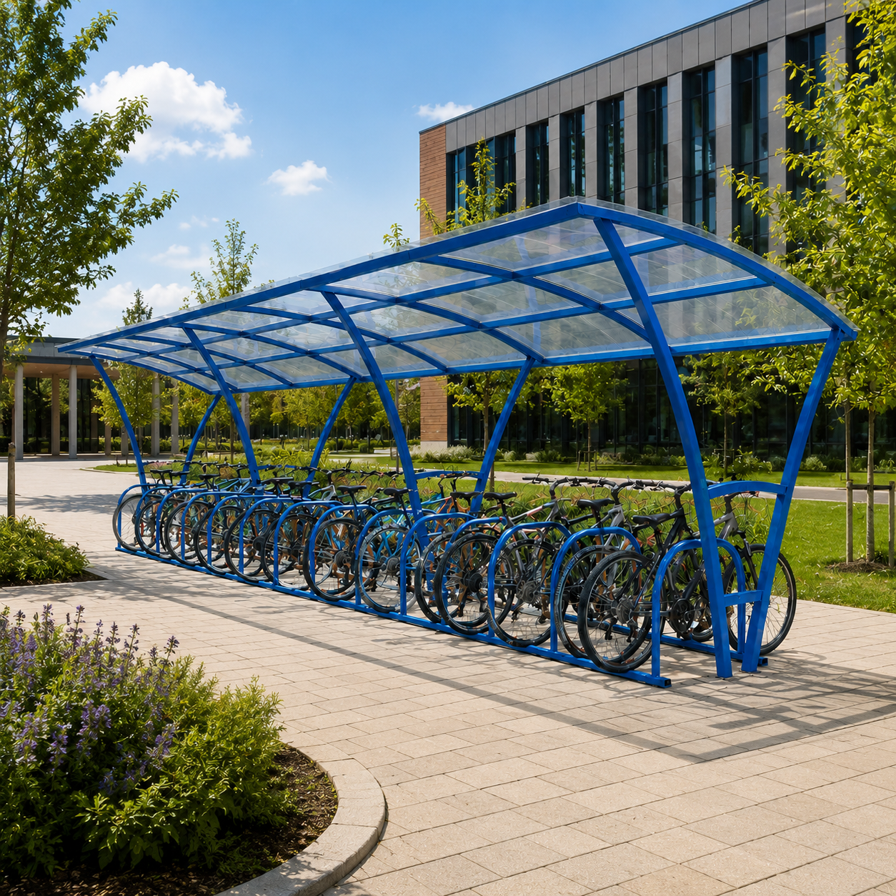 Heavy Duty 30 Cycle Bike Shelter – Large Steel Covered Bicycle Storage Shelter for Schools & Commercial Areas