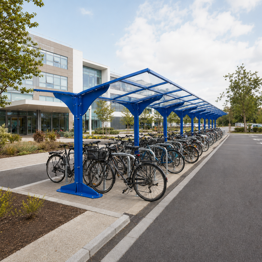 Heavy Duty 40 Cycle Outdoor Shelter – Double-Sided Galvanised Bicycle Parking Canopy