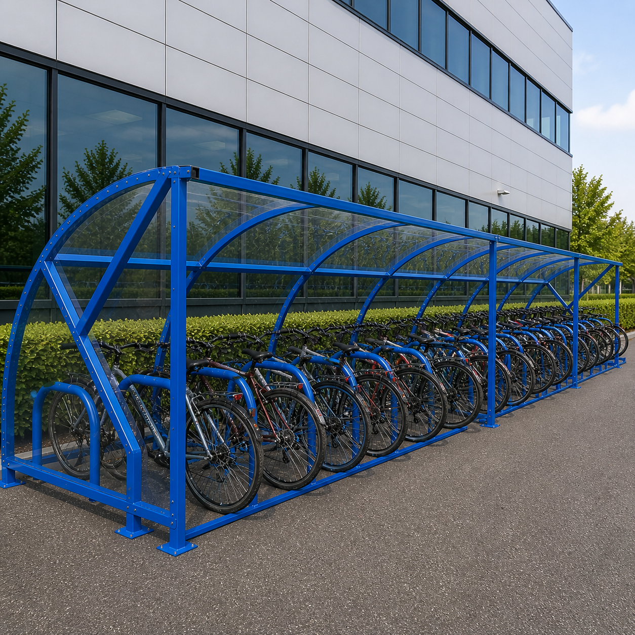 Heavy Duty 44 Cycle Bike Shelter – Open Front Steel Frame Outdoor Bicycle Storage Canopy