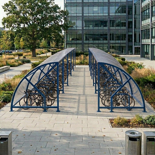 Heavy Duty 48 Bike Compound Shelter – Large Outdoor Covered Cycle Parking System