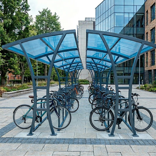 Heavy Duty 48 Space Double Cycle Shelter – Galvanised Steel Bike Storage Canopy for Schools, Workplaces & Public Areas