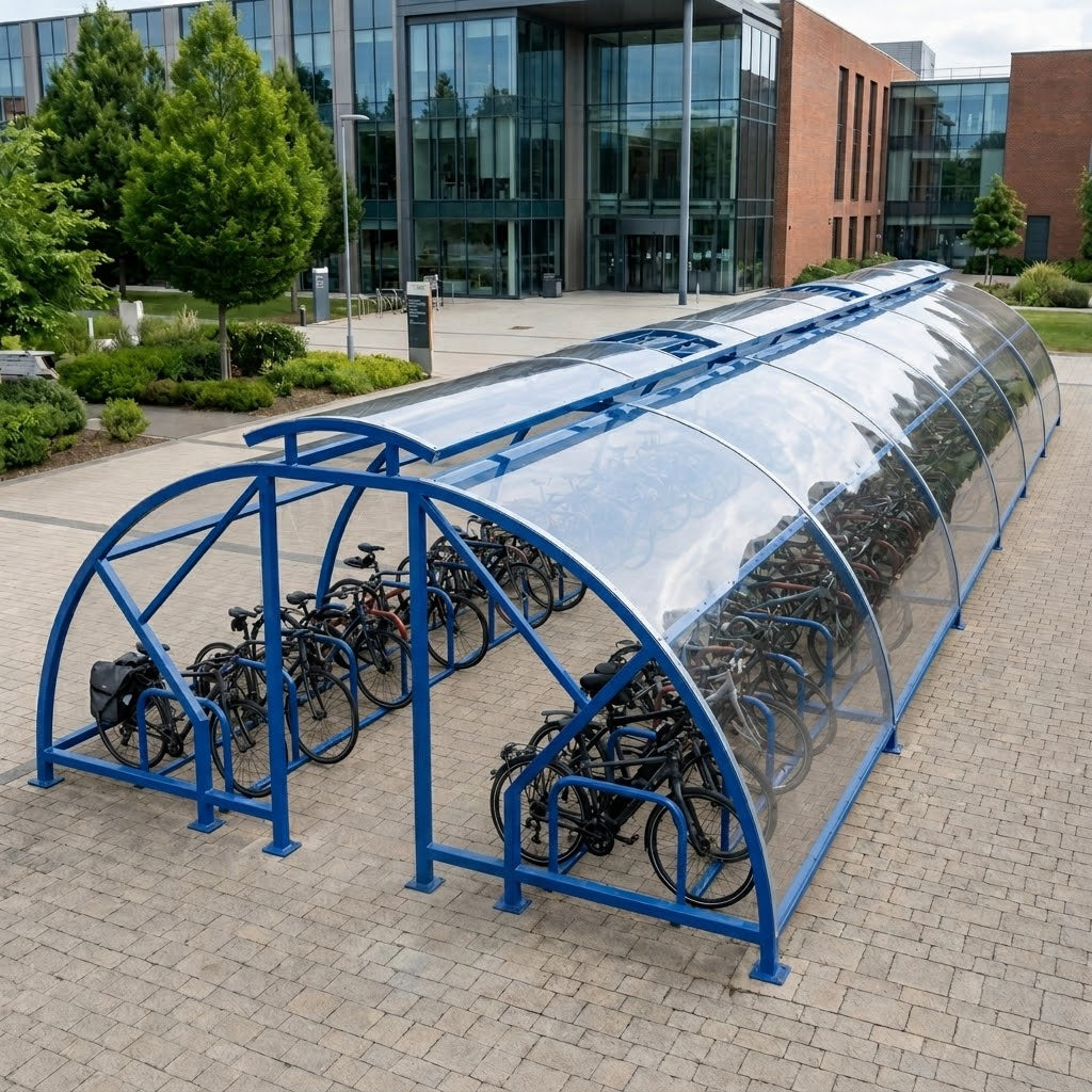 Heavy Duty 60 Bike Vented Cycle Compound – Covered Outdoor Bicycle Parking Shelter