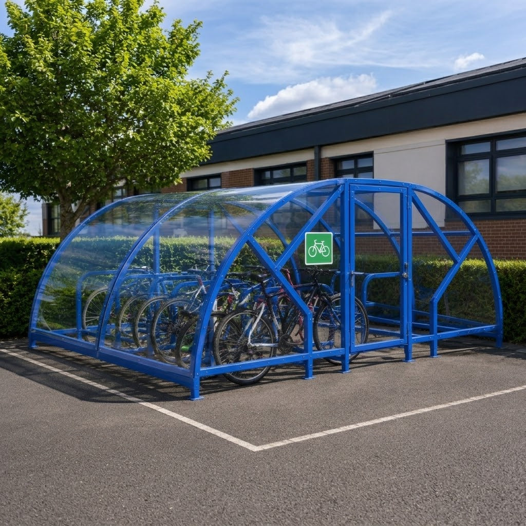 Heavy Duty 68 Cycle Bike Shelter – Extra Large Secure Covered Bicycle Storage Shelter for Commercial & Public Areas