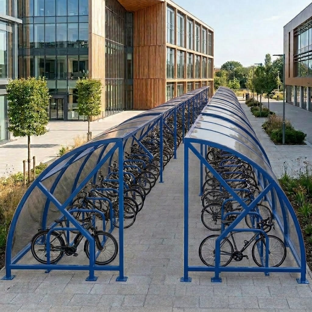 Heavy Duty 88 Bike Covered Cycle Compound – Commercial Bicycle Parking Shelter