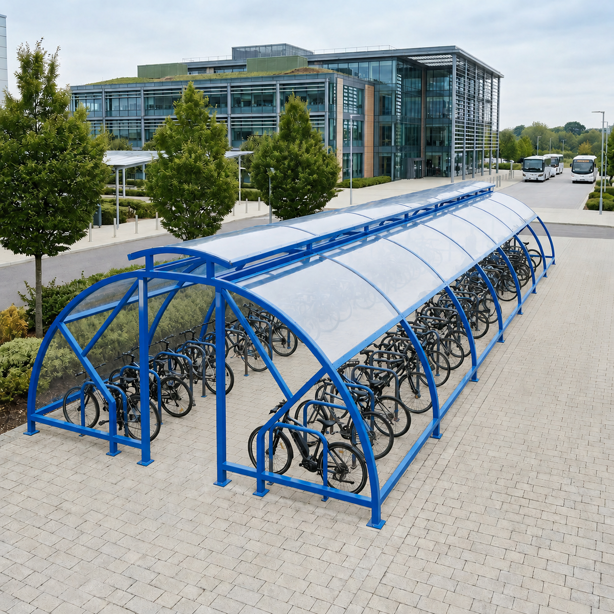 Heavy Duty 88 Bike Vented Cycle Compound – Covered Commercial Bicycle Parking Shelter